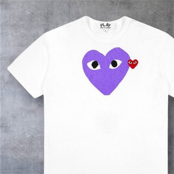 Comme Des Garcons PLAY Shirt Womens Medium White Red Heart Crewneck Cotton Japan - Picture 1 of 14